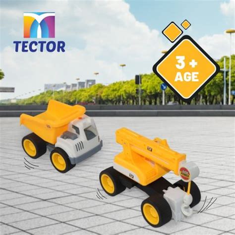Tector 2 Freewheel Construction Push and Go Toy Car (Excavator & Dumper ...