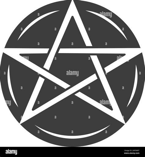 Pentagram glyph icon. Occult ritual pentacle. Devil star. Satanic cult ...