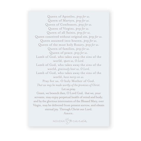Litany of Loreto Prayer Card | Blue – Novena Cards