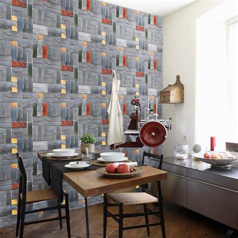 Jaamso royals Grey Multicolour Brick self adhesive wallpaper – JAAMSO ...