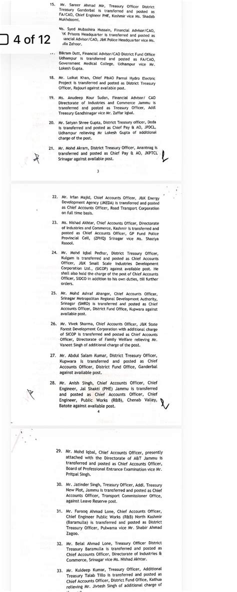 J&K Govt orders transfers and postings of 75 Officers including ...