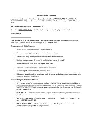 Fillable Online Exclusive Rights Agreement Fax Email Print - pdfFiller