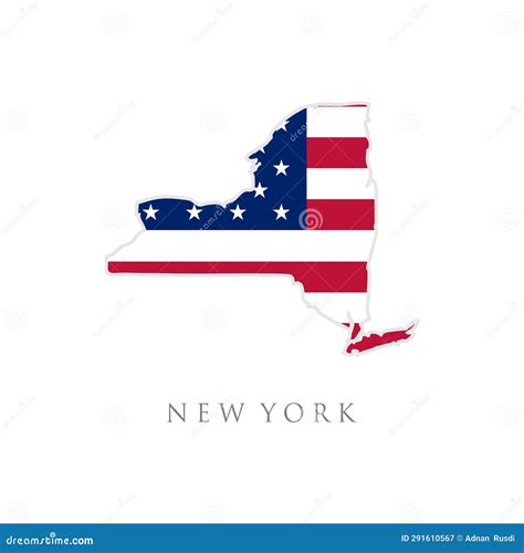 Shape of New York State Map with American Flag. Vector Illustration ...