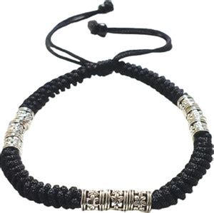 SABRAKAR Black Thread New Design Silver Beads Anklet Fabric Anklet ...