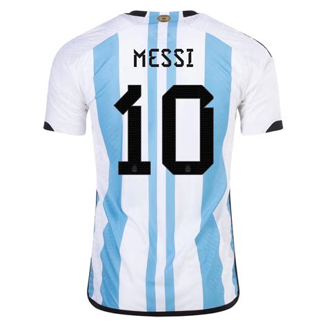 adidas Argentina Authentic Lionel Messi Home Jersey w/ World Cup Champ ...
