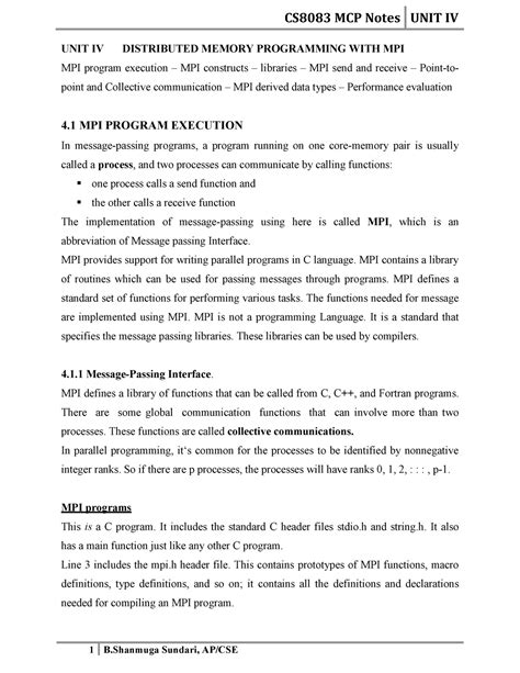 CS8083 UNIT IV Notes - multi core architecture - UNIT IV DISTRIBUTED ...