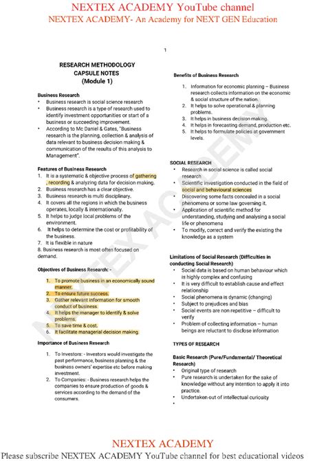 Research Methodology Capsule Notes - RESEARCH METHODOLOGY CAPSULE NOTES ...