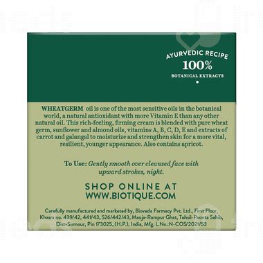 Biotique Wheat Germ Anti Ageing Night Cream 50 Gm - Uses, Side Effects ...