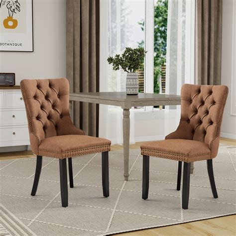Winston Porter Upholstered Tufted Wingback Dining Chairs With Nailhead ...