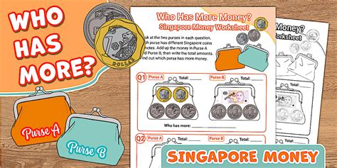 Who Has More Money? Singapore Money Worksheet | Comparing Values for ...