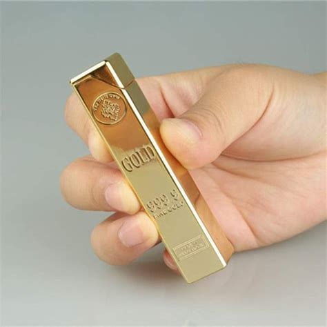 Metal Gold Bar Lighter Flashlight without Fire Butane Gas Smoke Lighter ...