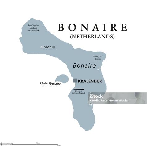 Bonaire Netherlands Gray Political Map Island In The Caribbean Stock ...
