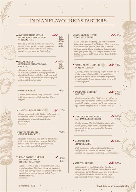 Menu at The Brew Estate Mohali, Sahibzada Ajit Singh Nagar, SCO 4