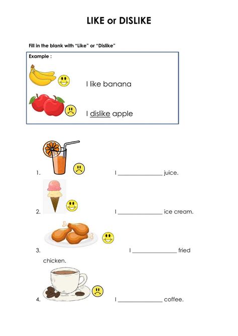Like Dislike Worksheet 的图像结果