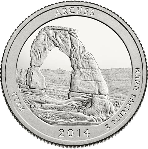 Quarter Dollar 2014 Arches National Park, Coin from United States ...