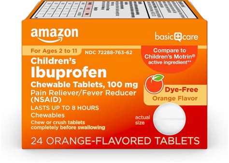Buy Amazon Basic Care Children’s Ibuprofen Chewable Tablets, 100 mg ...