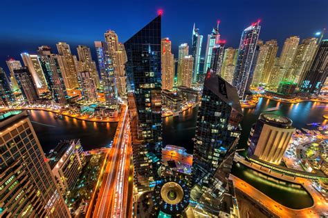 city, Cityscape, Night, Dubai, United Arab Emirates, Water ...