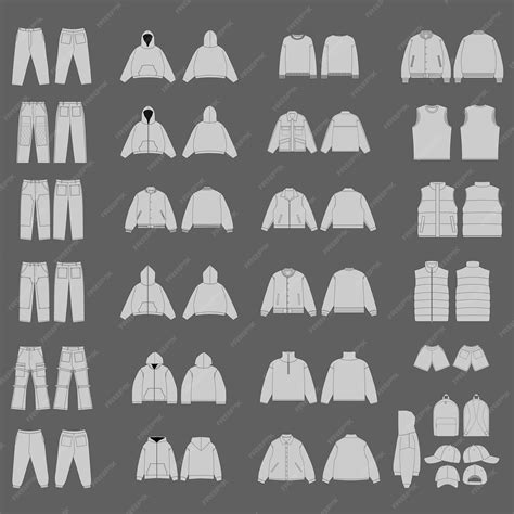 Streetwear vector mockup pack fashion clothing brand flat sketch ...