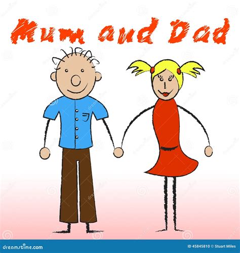 Mum and Dad Shows Offspring Parents and Mummy Stock Illustration ...