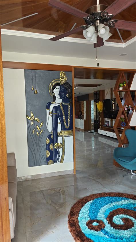 7x3.5 Feet | Abstract Radha Krishna 3D Elevation Sculpture Mural Wall ...