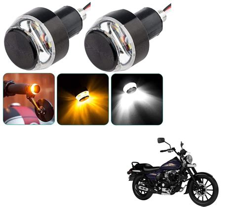 AUTOADDICT Bike And Scooty Handle Bar End DRL/White And Yellow Turn ...