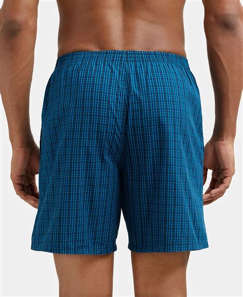 Buy Super Combed Mercerized Cotton Woven Checkered Boxer Shorts with ...