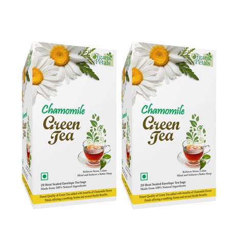 ORGANIC PETALS Chamomile Herbal Green Tea/Blend Of Green Tea, Chamomile ...