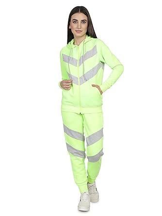 Buy SAAVA Women's Poly Cotton Zipper Tracksuit for Athletics, Jogging ...