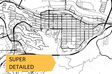 Printable Map of Kamloops British Columbia Canada with | Etsy