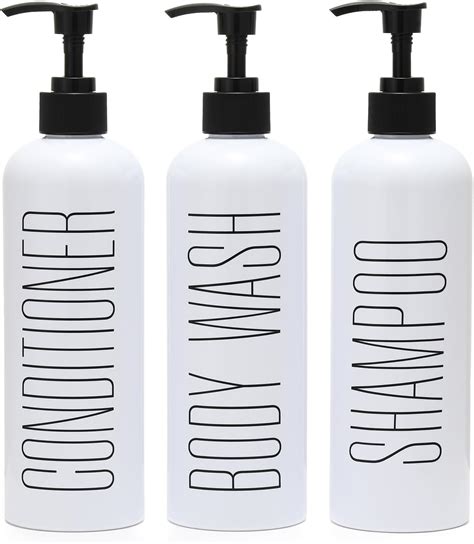 Amazon.com: inloco White Shampoo and Conditioner Dispenser Set of 3 ...