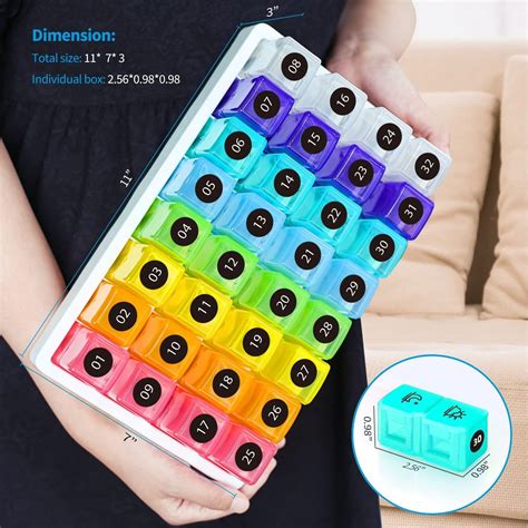 ZIKEE 30 Day Pill Organizer - Monthly Portable One Month Pill Box with ...