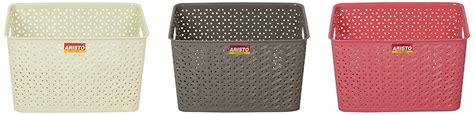 ARISTO Plastic Storage Basket (Multicolour, Standard) - Combo of 3 ...