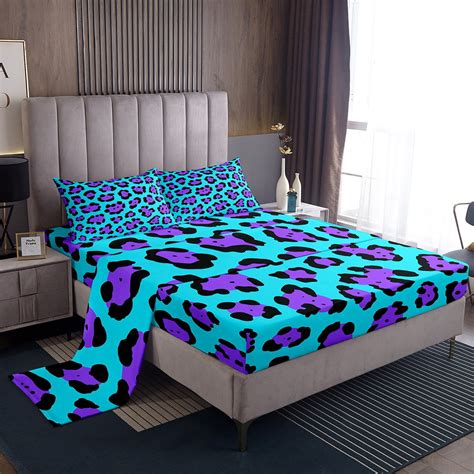 Customer reviews for YST Teal Leopard Print Bed Set Purple Animal ...