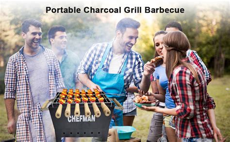 Chefman Charcoal Barbeque Grill with Accessories 6 Skewers,1 Tong ...