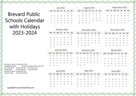 Brevard Public Schools District Calendar - US School Calendar