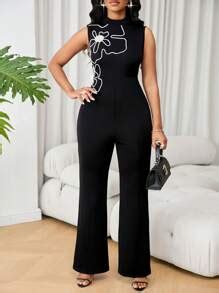 Lunelith SHEIN Lunessa Women 3D Floral Jumpsuit Sleeveless Wide Leg ...