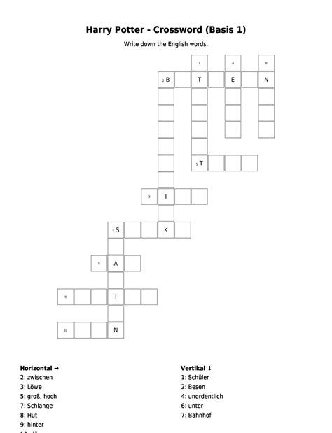 Harry Potter Crossword - Free Printable Crosswords