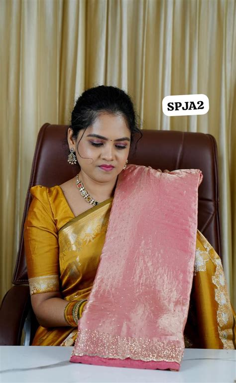 Premium space silk sarees with reality jarkhan diamond work 🥳peach col ...