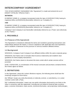 Intercompany Agreement Template - Fill and Sign Printable Template Online
