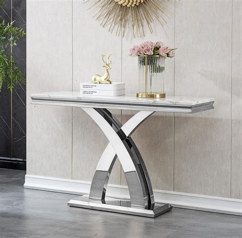 Amazon.com: SSLine Modern Faux Marble Console Table for Living Room 1 ...