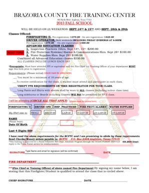 Fillable Online bcffa BRAZORIA COUNTY FIRE TRAINING CENTER 605 Kelly ...