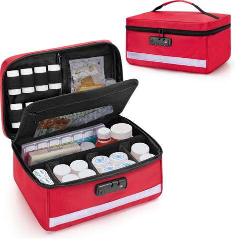 Damero Locking Pill Bottle Organizer with Inner Dividers, Medicine Storage and Organizer Bag ...