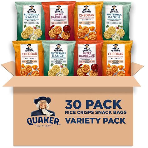 Quaker Rice Crisps, Savory Mix (Cheddar, BBQ, Ranch), Gluten Free, 30 ...