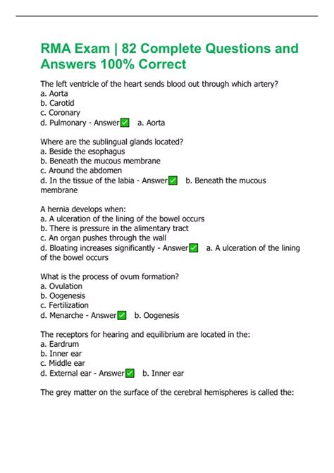 RMA Exam | 82 Complete Questions and Answers 100% Correct - RMA - Stuvia US