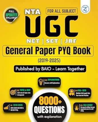 Buy BAIO UGC NET SET JRF General Paper PYQ Book 2019-2025, 8000 ...