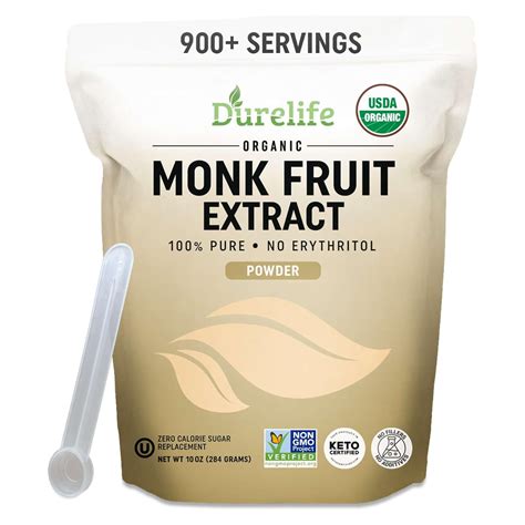 Amazon.com: Durelife Organic 100% Pure Monk Fruit sweetener, No ...