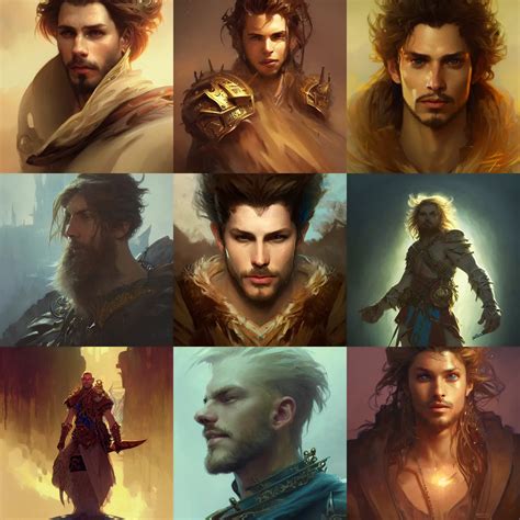 male pyromancer, fantasy, D&D, portrait, highly | Stable Diffusion
