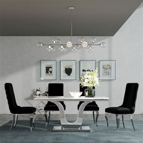 70 inch Clear Tempered Glass Dining Table Set with Leather Dining ...