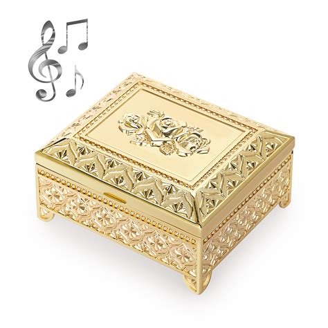 Amazon.com: ELLDOO Vintage Music Box, Gold Metal Musical Jewelry Box ...