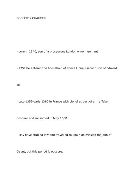 Geoffrey Chaucer: riassunto introduzione, Canterbury Tales (Prologue ...